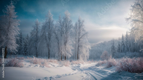 Christmas landscape, magical, fairy-tale winter forest, nature.