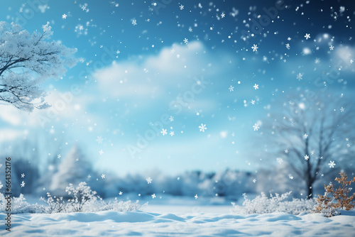 Snowflakes background vector illustration, in the style of blurred, dreamlike atmosphere. AI generative