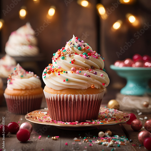 cupcakes with icing and sprinkles