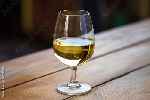 white wine in a stemless glass