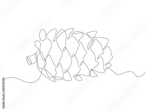 Abstract cedar cone, continuous one line art drawing