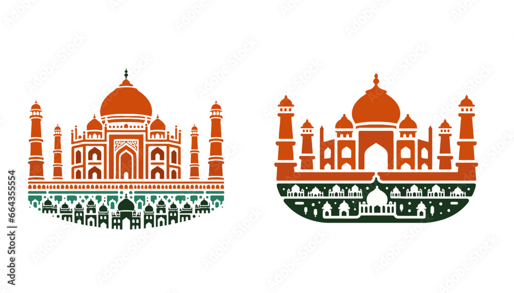 Taj Mahal silhouette design India ancient building illustration