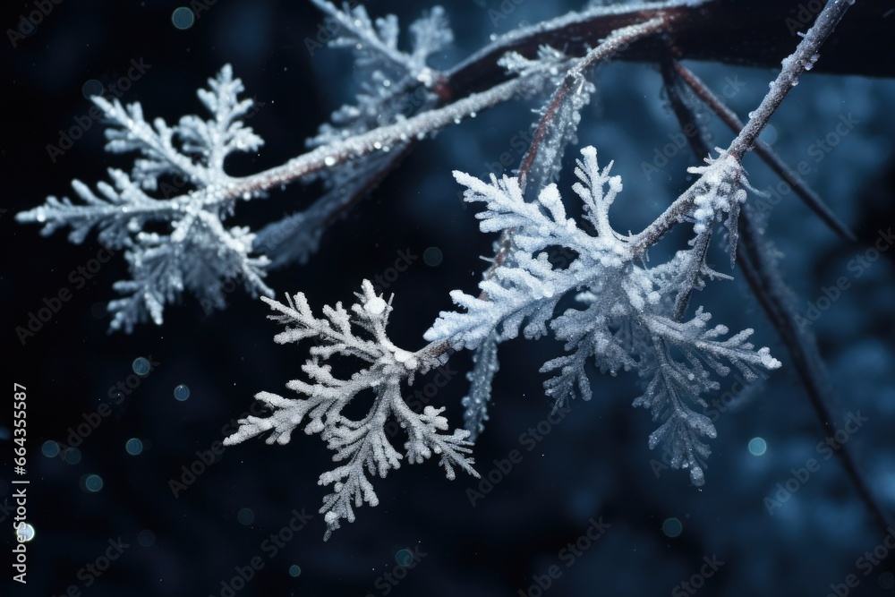 snowflakes clinging to a pine branch