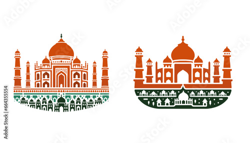 Taj Mahal silhouette design India ancient building illustration