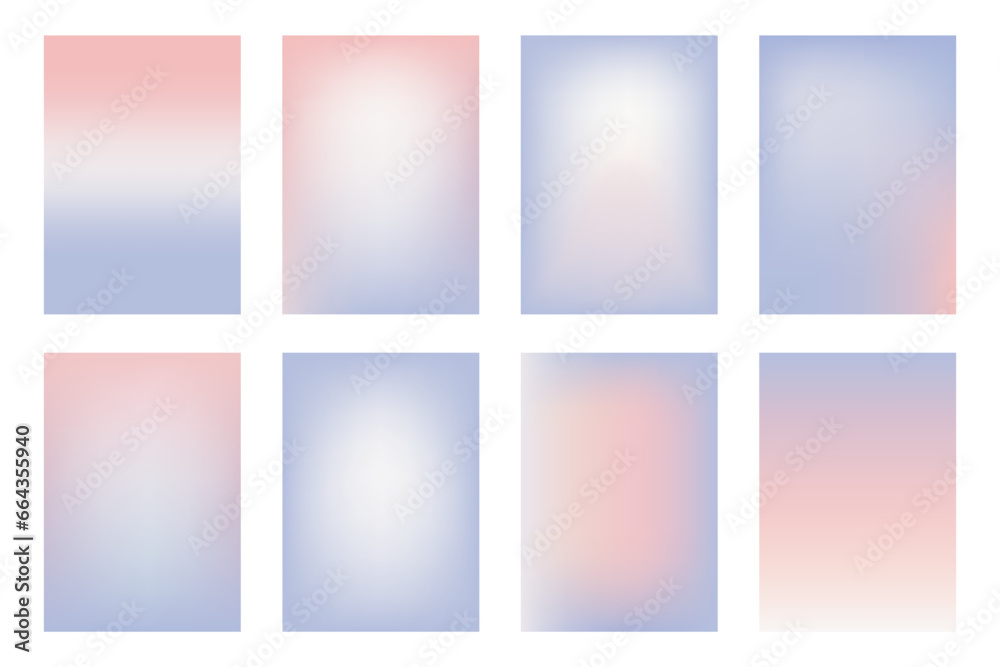 Fototapeta premium Winter pastel colored gradient. Simple soft background set