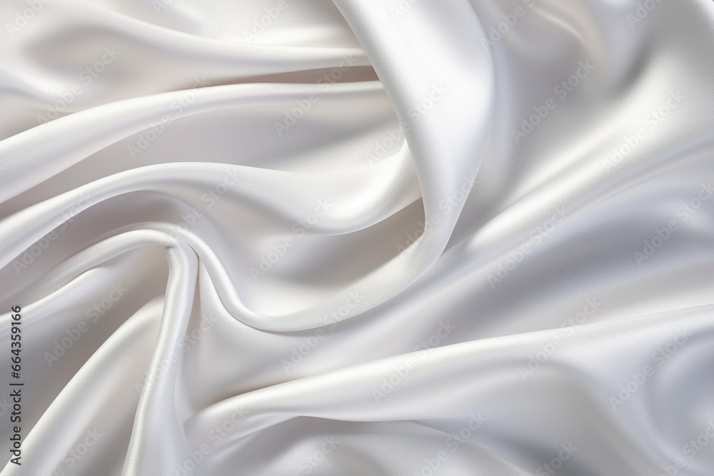 Fototapeta premium Closeup of Rippled White Satin Fabric