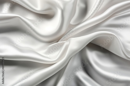 Closeup of Rippled White Satin Fabric