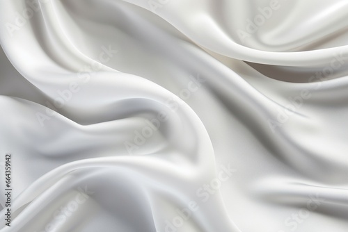 Closeup of Rippled White Satin Fabric
