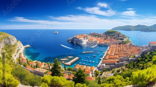 Croatia landscape cityscape Dubrovnik. Dubrovnik cityscape on Adriatic Coast, Croatia.