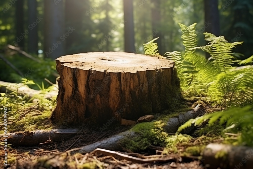 Forest Stump Cutting in Sunlight Forest Stump Cutting in Sunlight