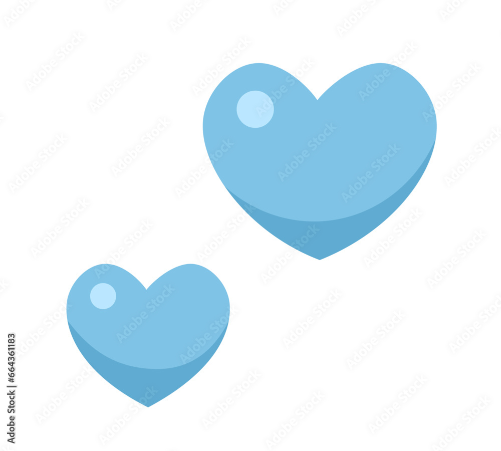Two blue hearts 2D cartoon object. Expressing fondness isolated vector item white background. Volunteer donate reaction. Mercy religion. Harmony wellness. Soul sentimental color flat spot illustration