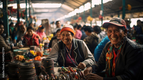 Vibrant market: vendors with diverse abilities showcase creations. © javier