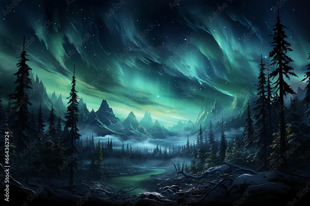 Obraz premium Winter Wonderland Forest. AI generative