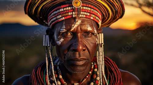 Proud Kenyan Warrior in Vibrant Beaded Adornments