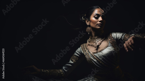 Graceful Indian Kathak dancer in intricate costume depicting storytelling and rhythmic intricacies