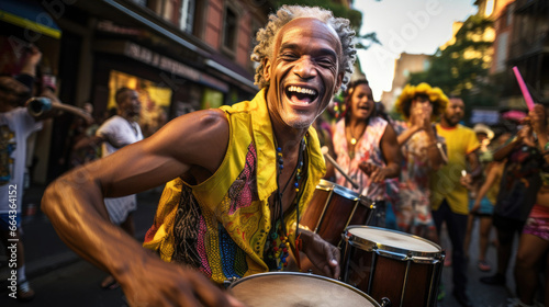 Brazilian maracatu drummer creating beats resonating with cultural vitality