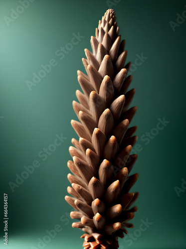 painted fir cone on neutral background knolling