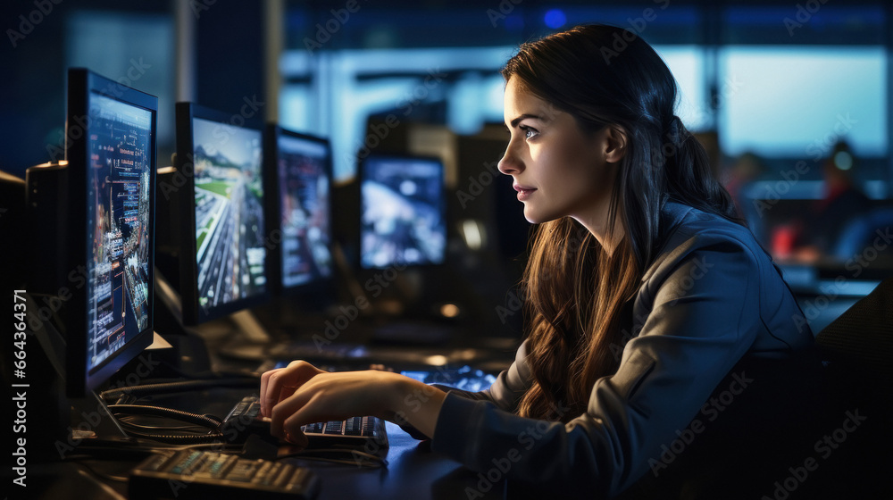Smart young Indian female IT programmer working on desktop Smart young Indian female IT programmer working on desktop
