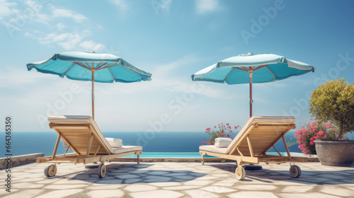 Chair on beach near sea, summer vacation and vacation concept for travel, inspiring tropical landscape.