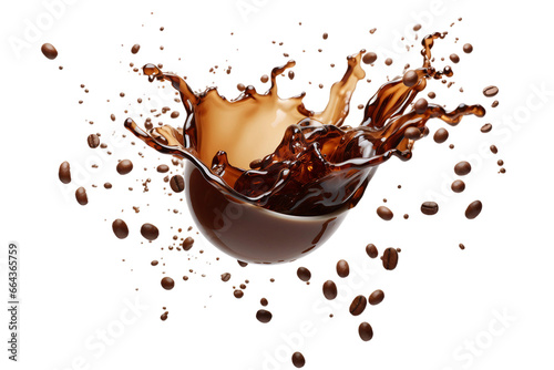 Splash of Coffee Isolated on a Transparent Background