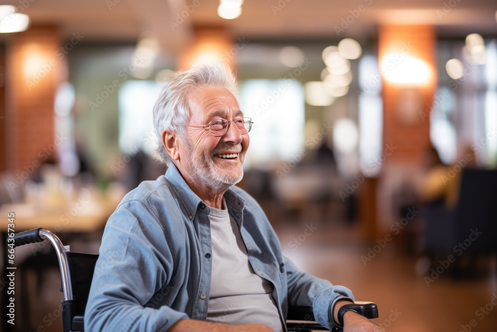 Fototapeta premium Elderly man from a poor area was admitted to a rehabilitation center