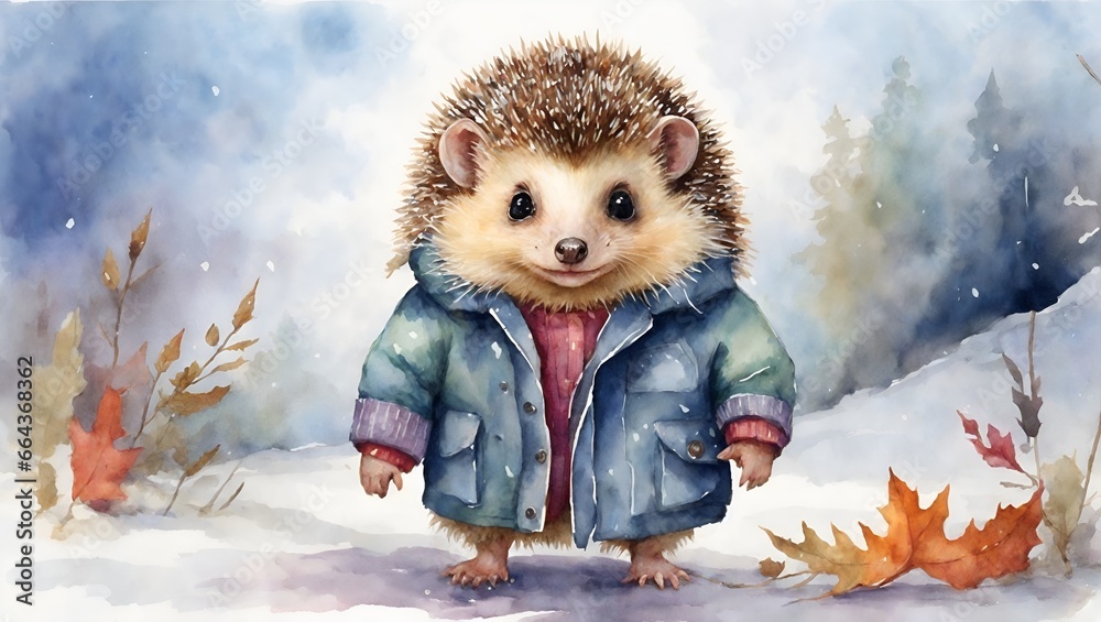 little hedgehog in a autumn mood with fallen leaves little hedgehog in a autumn mood with fallen leaves