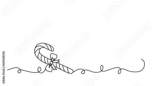 line art of candy cane for christmas vector, one line single line 