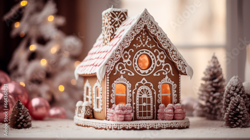 A Christmas gingerbread house or town, Christmas Theme.