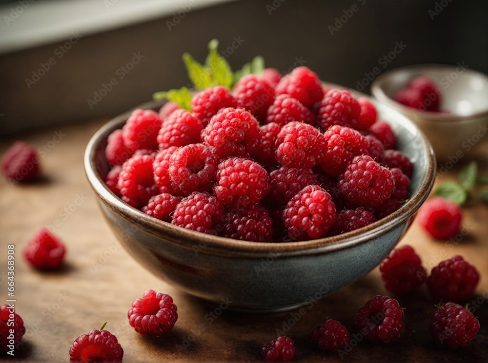 Bowl of fresh juicy raspberries Bowl of fresh juicy raspberries
