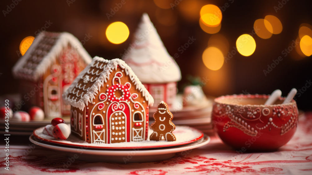 A Christmas gingerbread house or town, Christmas Theme. A Christmas gingerbread house or town, Christmas Theme.