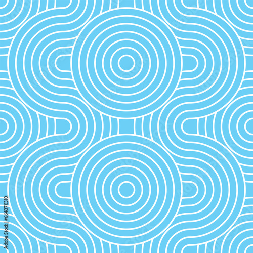 Abstract blue background with white circles, seamless asian pattern for textile, fabric, banner background and for various use