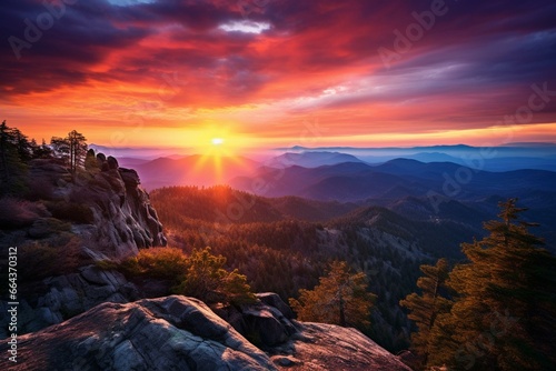 mountain sunset. Generative AI © Niamh