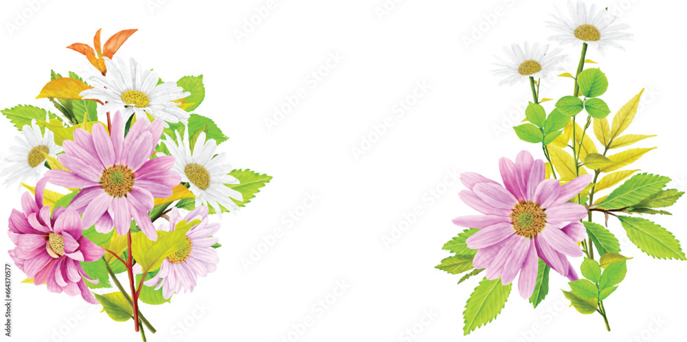 floral daisy bouquet and branches design floral daisy bouquet and branches design