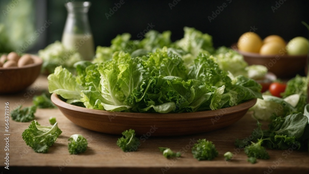 fresh salad with herbs, lettuce in a bowl fresh salad with herbs, lettuce in a bowl
