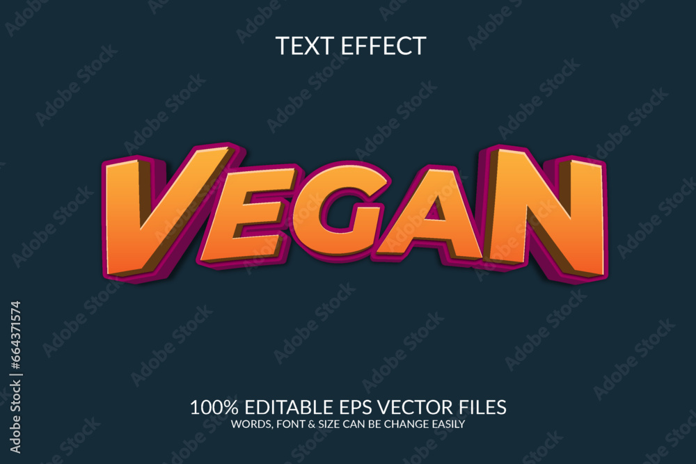 World vegan day 3d vector eps editable text effect illustration template