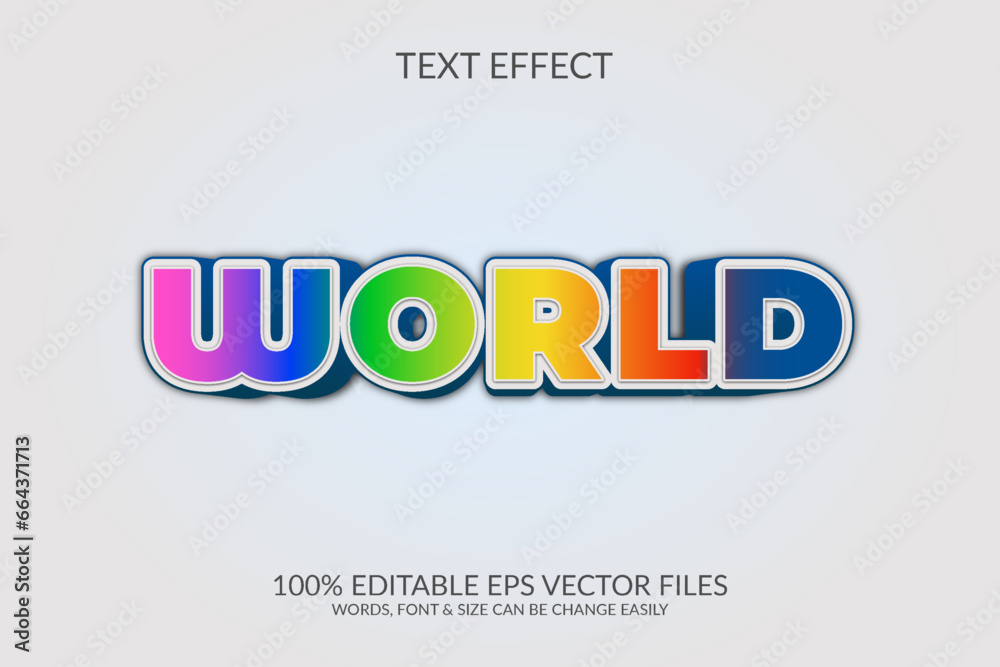 World 3d vector eps editable text effect illustration template