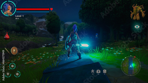 Fotografia Night Video Game Mock-up: Playable Character Respawning in Videogame