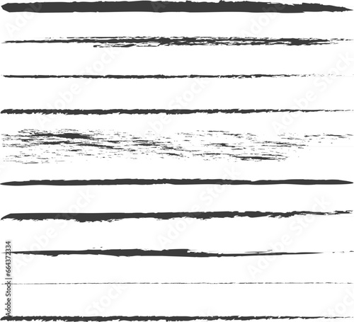 Set of charcoal lines on a white background. Vector set. A set of charcoal lines on a white background. Horizontal illustration EPS 10