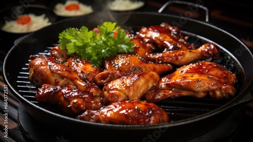 Close up of teriyaki grilled chicken. © rorozoa