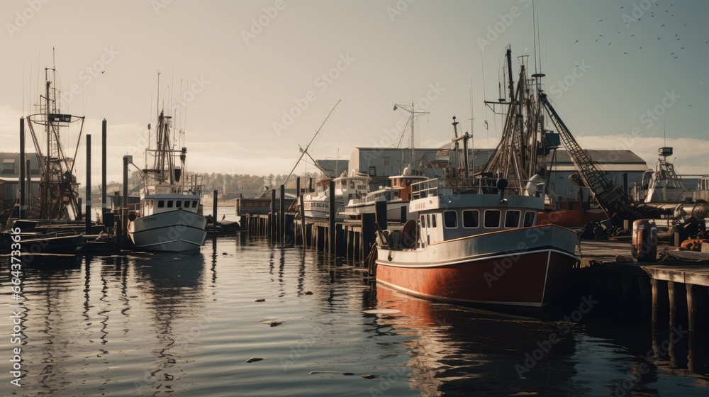 Fototapeta premium Harbor, AI generated Image