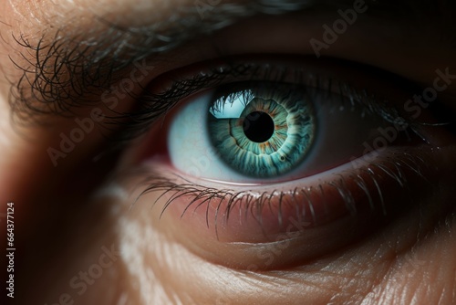 Man holding contact lens closeup at evening care. Corrective eyecare optical see. Generate Ai
