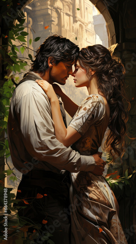 The cover design for this romance novel exudes a classical charm, portraying a Victorian couple engrossed in a tender moment.