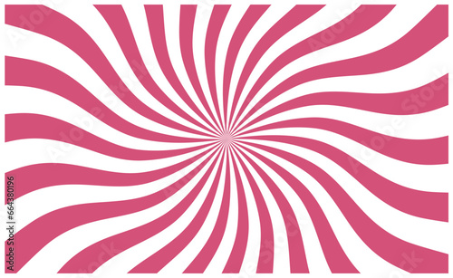 Strawberry ice cream swirl pattern, pink milk twist candy background. Vector spiral wavy lines, sweet lollipop candy, fruit yogurt or marshmallow abstract texture. White pink radial stripes backdrop