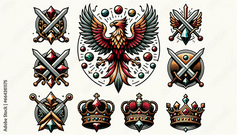 Medieval-Inspired Coat of Arms Icon Collection Medieval-Inspired Coat of Arms Icon Collection