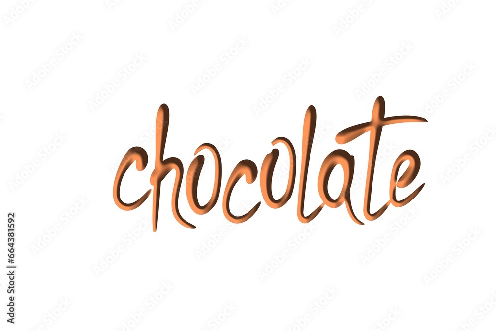 Obraz premium Chocolate word of melted chocolate syrup on isolated white background
