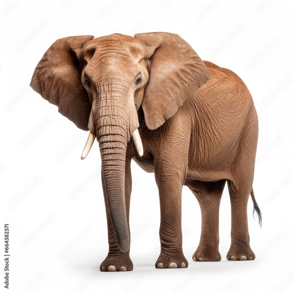 Elephant on white background, AI generated Image