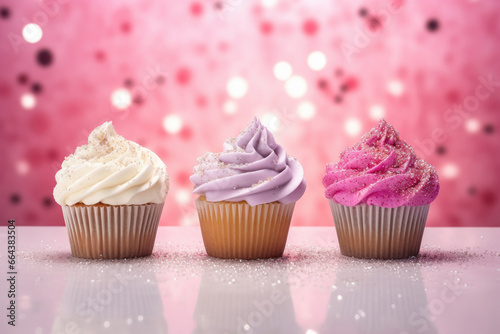 cupcakes with beautiful decoration.