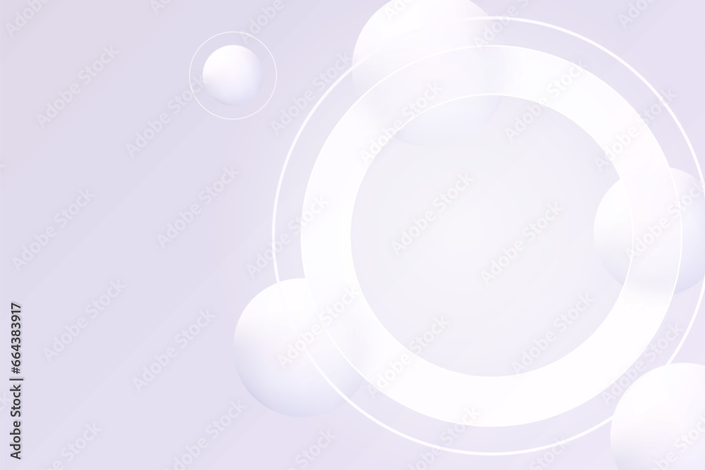 Light background with glass morphism effect. Transparent frosted glass circle with white spheres. Light background with glass morphism effect. Transparent frosted glass circle with white spheres.