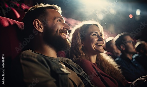 Photo of a crowded theater with people sitting together