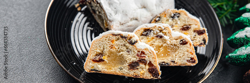 stollen christmas sweet dessert holiday baking treat new year and christmas celebration meal food snack on the table